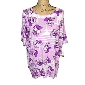 LuLaRoe Disney Irma Tunic Top XXS Purple Daisy Duck‎ Graphic Print New With Tags